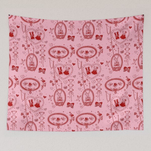 Item preview, Red and pink Toile J Fashion EGL inspired Calico Critter collage print  designed and sold by IlanaHopeArt.