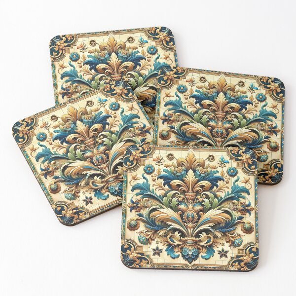 Item preview,  Vintage French Folk Art tile art: Baroque Blossoms designed and sold by stevepmp.
