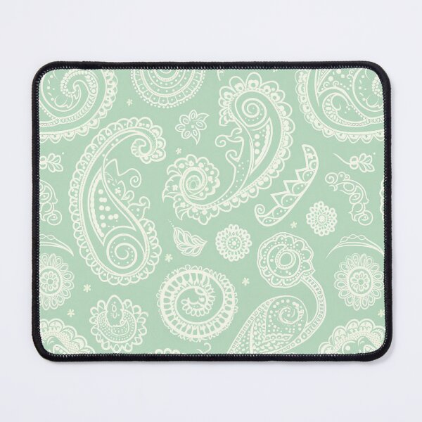Item preview, White Paisley Pattern on Mint Green Background designed and sold by kansaikate.