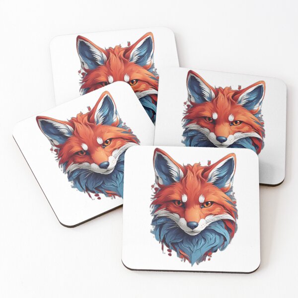 Item preview, Fox Art,Mythical Fiery Red Blue Fox,Fox Illustration designed and sold by PrintMystique.