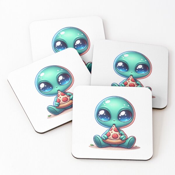 Item preview, Cute Alien Eating Pizza designed and sold by PassionforLove.
