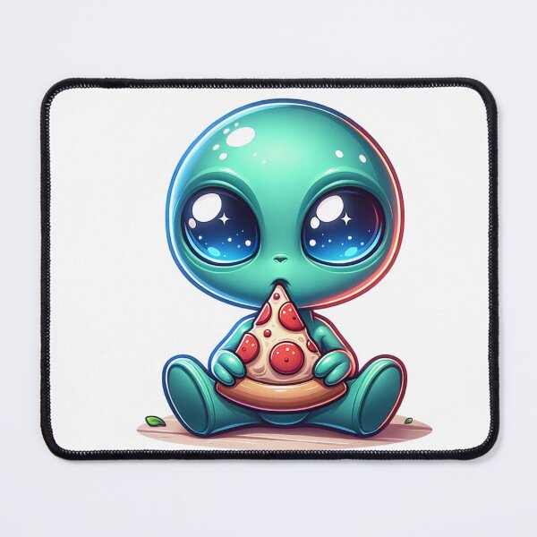 Item preview, Cute Alien Eating Pizza designed and sold by PassionforLove.