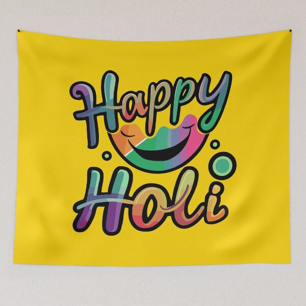 Item preview, Holi Smiles: Cheerful Typography Celebrating the Festival of Colors designed and sold by FebricFusion.