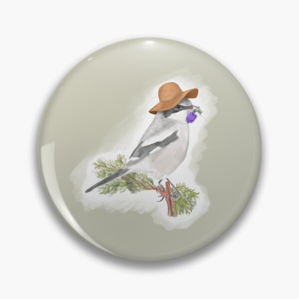 Item preview, Shrike with sun hat and Monkshood flower gardening designed and sold by 3KeetStreet KC.