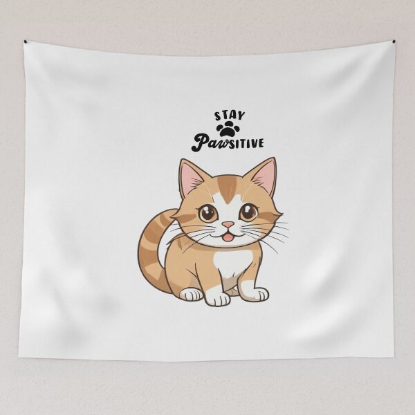 Aperçu de l'œuvre Chat roux mignon - Restez Pawsitive créée et vendue par PetPeeveDesigns.