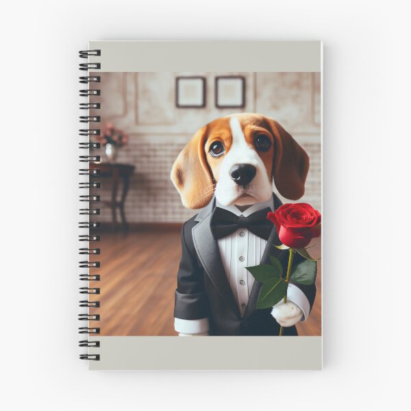 Item preview, Beagle dog in formal tuxedo carrying red rose designed and sold by nicecorgi.