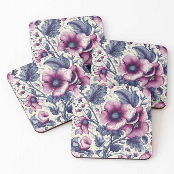 Item preview, Purple Floral Pattern on Cream Background designed and sold by kansaikate.