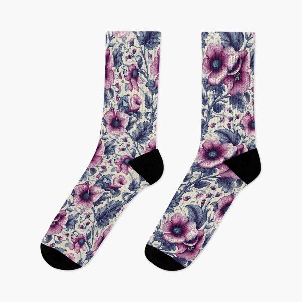 Item preview, Purple Floral Pattern on Cream Background designed and sold by kansaikate.