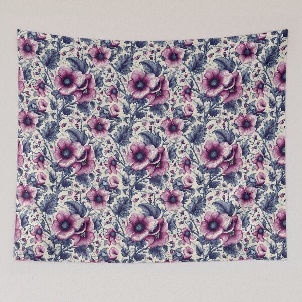 Item preview, Purple Floral Pattern on Cream Background designed and sold by kansaikate.