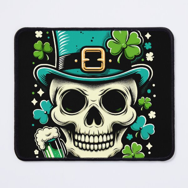 Item preview, St. Patrick's Day Cheers Skull designed and sold by Quirky Shirts.