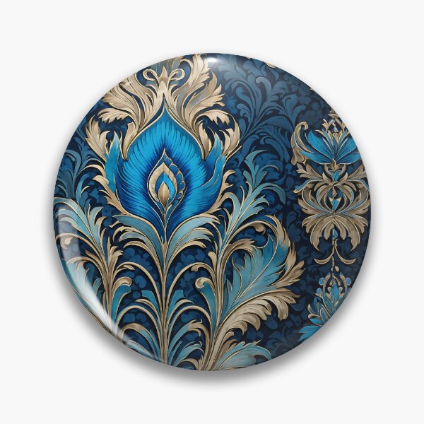 Item preview, Vintage Blue and Gold Peacock Feather pattern designed and sold by DesignsbyVelvet.