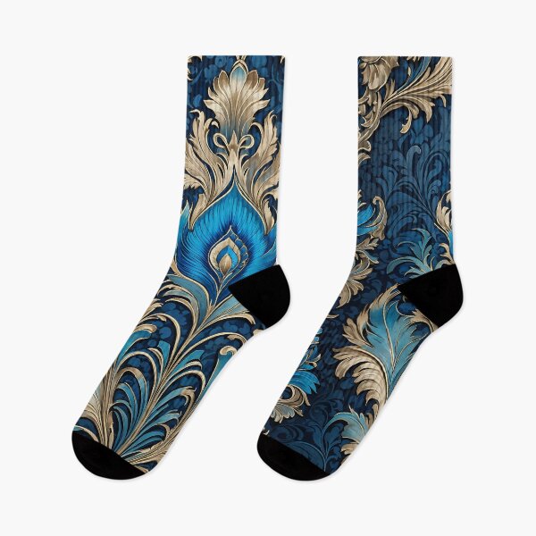 Item preview, Vintage Blue and Gold Peacock Feather pattern designed and sold by DesignsbyVelvet.