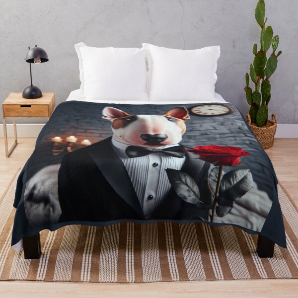 Item preview, Bull terrier dog in formal tuxedo with rose and candlelight designed and sold by nicecorgi.