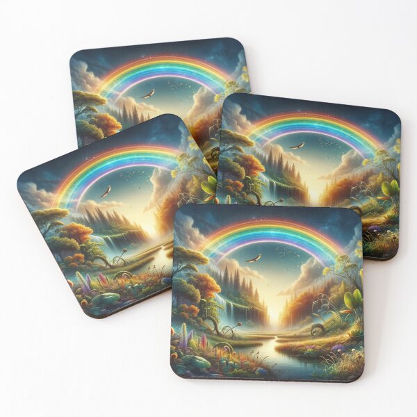 Item preview, Rainbow with Trees Flowers and Waterfall  designed and sold by Emoji Emblems.