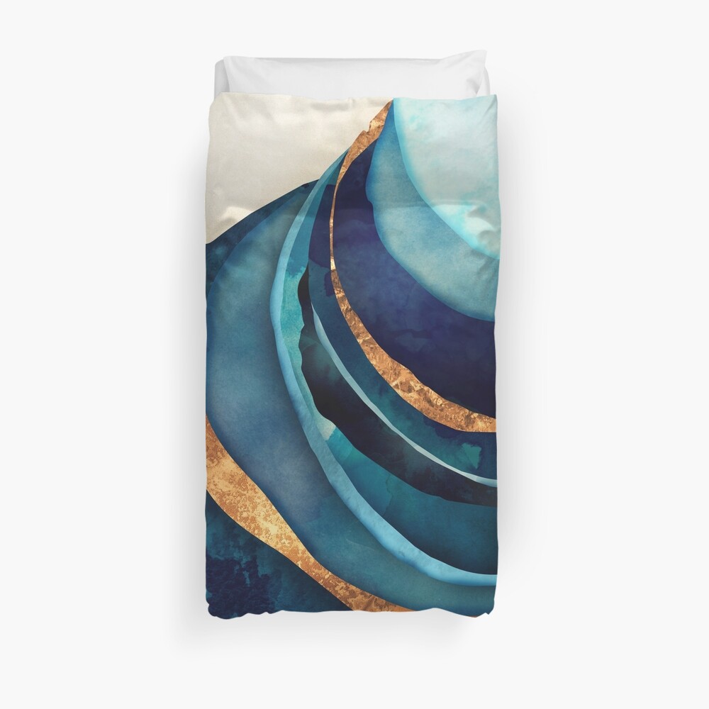 Abstract Blue with Gold Duvet Cover