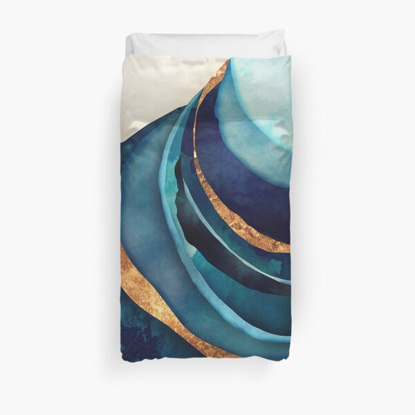 Abstract Blue with Gold Duvet Cover