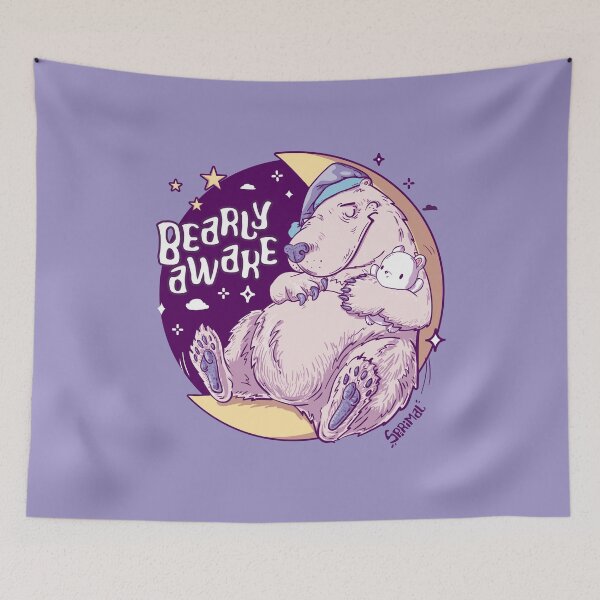 Item preview, Bearly Awake - Good night Bear pun designed and sold by SPIRIMAL.
