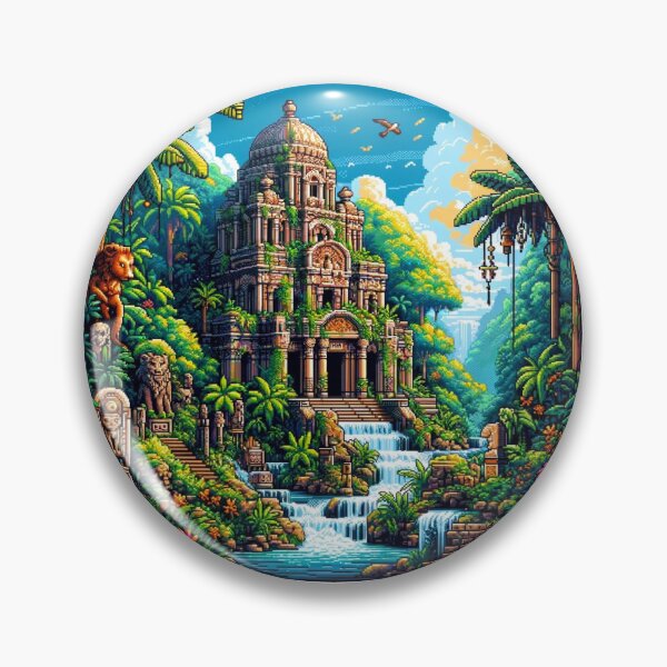 Item preview, Pixel Art Architecture Waterfalls and Trees designed and sold by Emoji Emblems.
