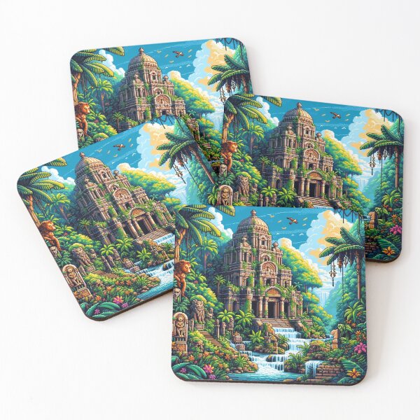 Item preview, Pixel Art Architecture Waterfalls and Trees designed and sold by Emoji Emblems.