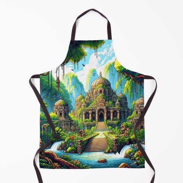 Item preview, Pixel Art Architecture Waterfalls Steps Jungle and Trees designed and sold by Emoji Emblems.