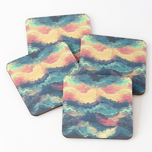 Item preview, Abstract Pastel 1960s 1970s Arabian Wavy Lines Pattern designed and sold by GrinGalore.