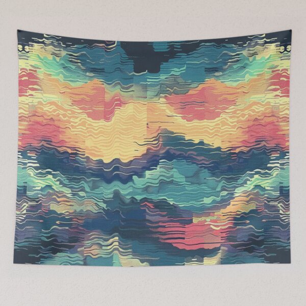 Item preview, Abstract Pastel 1960s 1970s Arabian Wavy Lines Pattern designed and sold by GrinGalore.