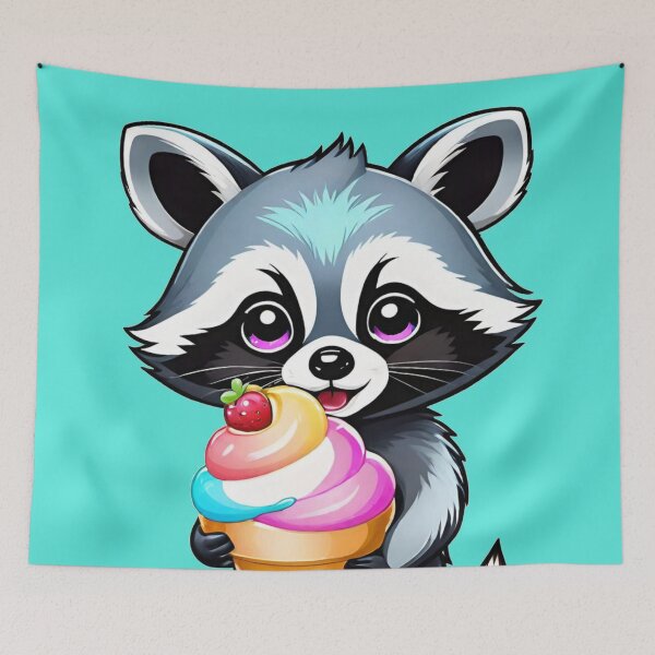 Item preview, Racoon holding Ice cream designed and sold by Chantel Fourie.