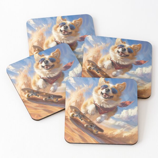 Item preview, Corgi dog on skateboard designed and sold by CorgiCuddle.