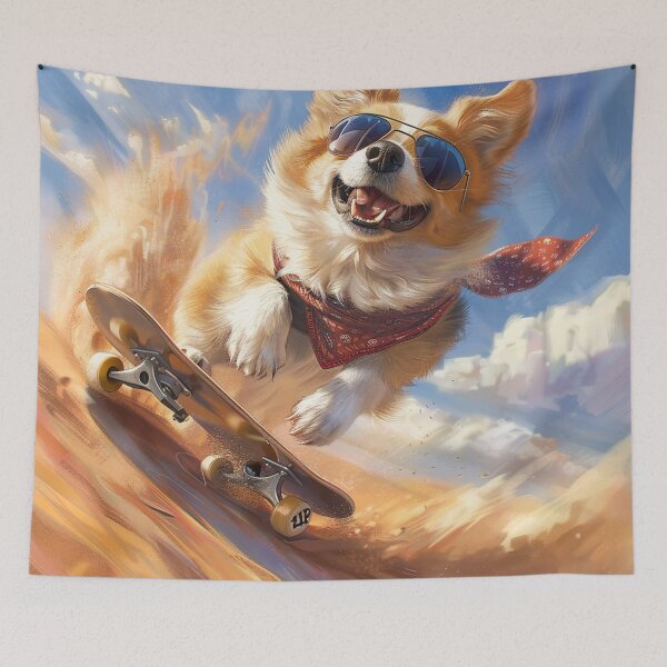 Item preview, Corgi dog on skateboard designed and sold by CorgiCuddle.