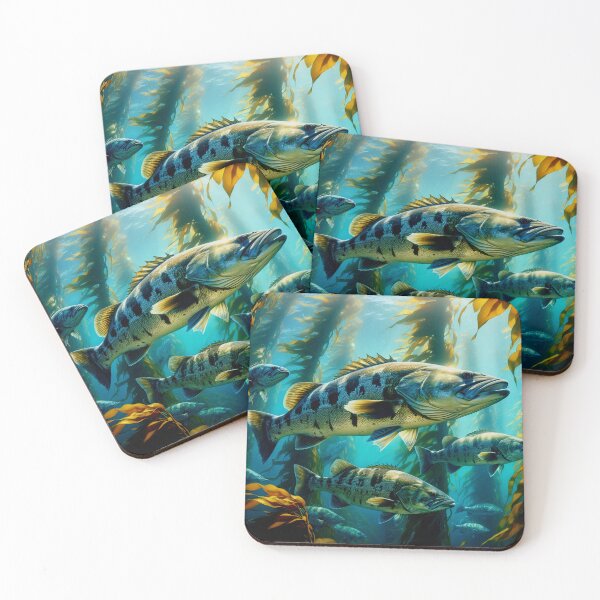 Item preview, California Black Sea Bass Juveniles Swimming In a Catalina Kelp Forest designed and sold by HippieFarms11.
