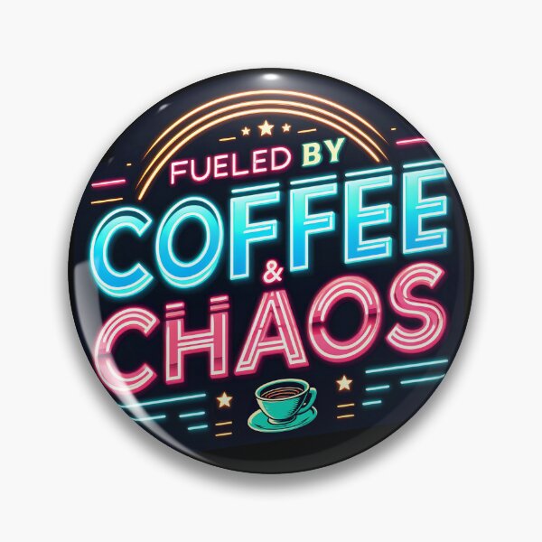 Item preview, Fueled By Coffee & Chaos, typography, retro designed and sold by maxmaj.
