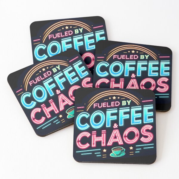 Item preview, Fueled By Coffee & Chaos, typography, retro designed and sold by maxmaj.