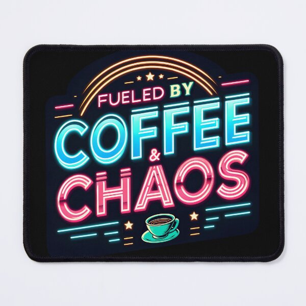 Item preview, Fueled By Coffee & Chaos, typography, retro designed and sold by maxmaj.