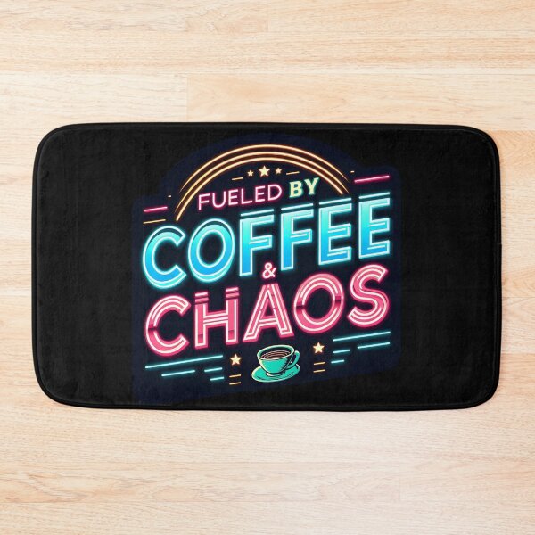 Item preview, Fueled By Coffee & Chaos, typography, retro designed and sold by maxmaj.