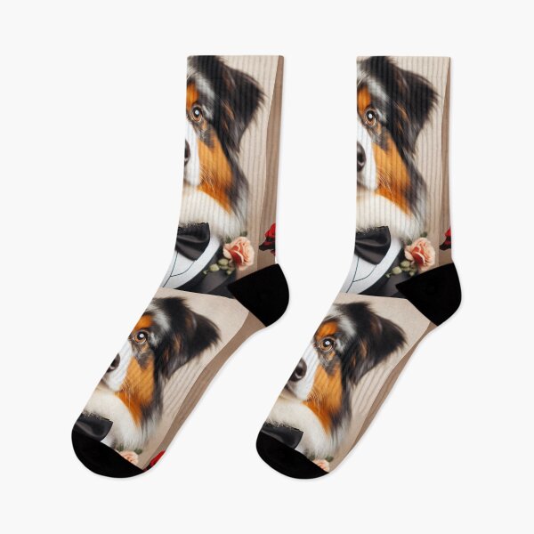 Item preview, Australian shepherd dog in tuxedo with rose designed and sold by nicecorgi.