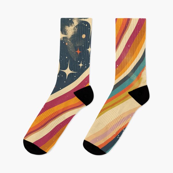 Item preview, Colorful Retro Curve Wavy Lines 1970s Moon Stars designed and sold by GrinGalore.