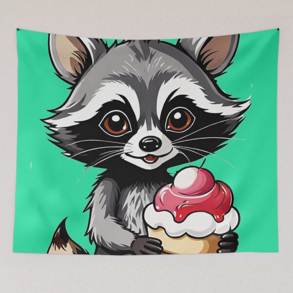 Item preview, Racoon holding Ice cream designed and sold by Chantel Fourie.