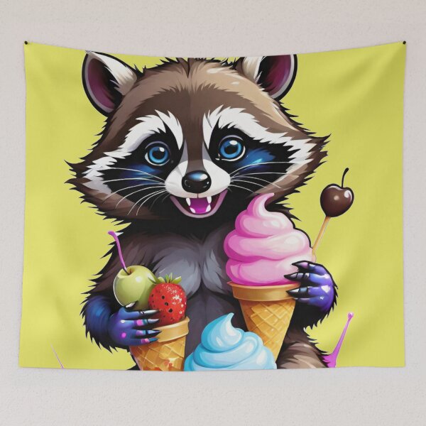 Item preview, Racoon holding Ice cream designed and sold by Chantel Fourie.