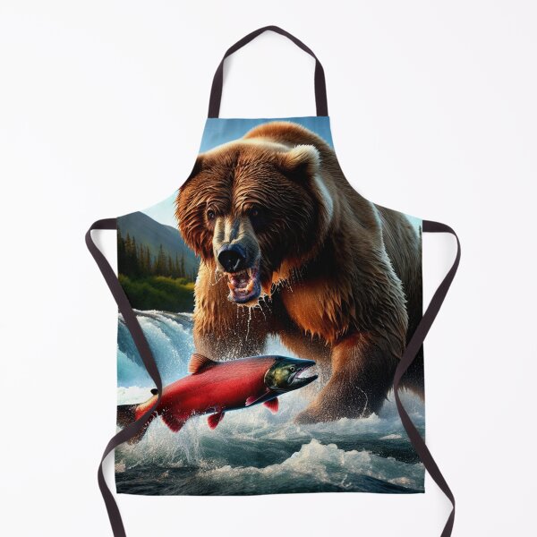Item preview, Alaskan Brown Bear Catching Sockeye Salmon Kenai River designed and sold by HippieFarms11.