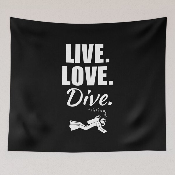 Item preview, Live, love, dive. Scuba diving quote or saying for people who love scuba diving and travel designed and sold by NBSStore.