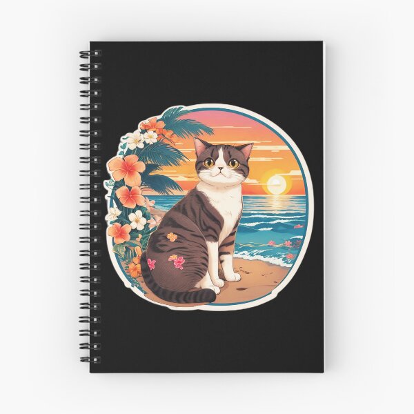 Item preview, Sunset Beach Cat by The Ocean with Hawaii Orchids designed and sold by NautiChic.