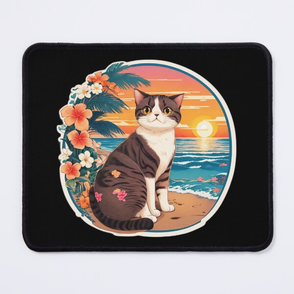 Item preview, Sunset Beach Cat by The Ocean with Hawaii Orchids designed and sold by NautiChic.