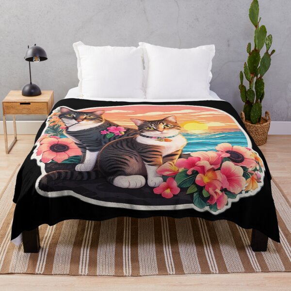 Item preview, Sunset Beach Cats by The Ocean with Hawaii Orchids designed and sold by NautiChic.