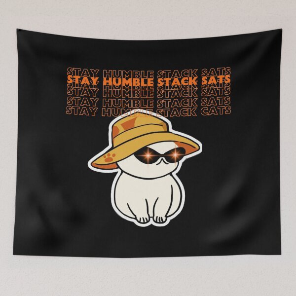 Item preview, Bitcoin Lazer Eyes Cat "STAY HUMBLE. STACK SATS" designed and sold by wazhyp.