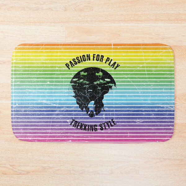 Item preview, Black silhouette of a trekker against the background of rainbow stripes designed and sold by HarridanCreates.