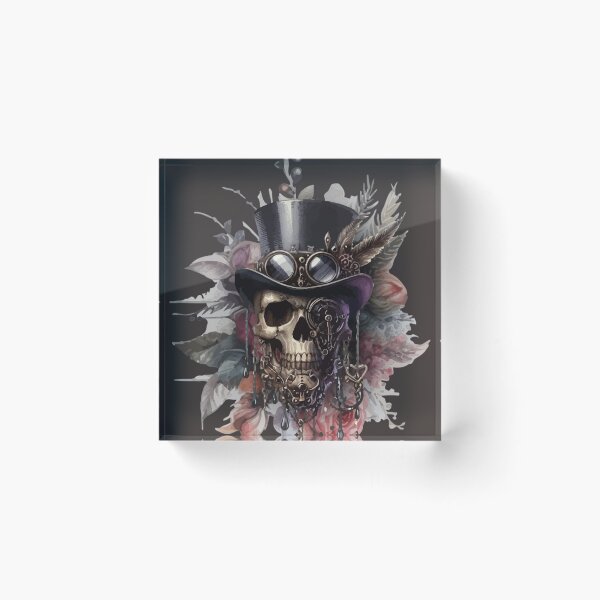 Item preview, Steampunk Skull, Watercolor Art, Floral Fantasy designed and sold by Pretzel-G92.