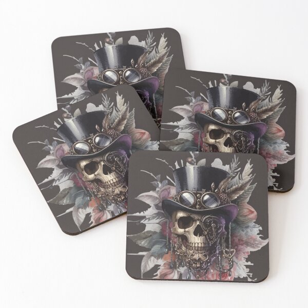Item preview, Steampunk Skull, Watercolor Art, Floral Fantasy designed and sold by Pretzel-G92.