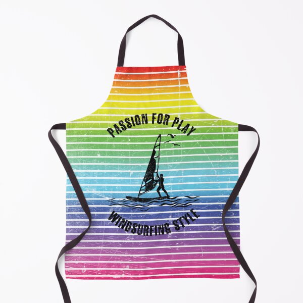 Item preview, Black silhouette of a windsurfer against the background of rainbow stripes designed and sold by HarridanCreates.