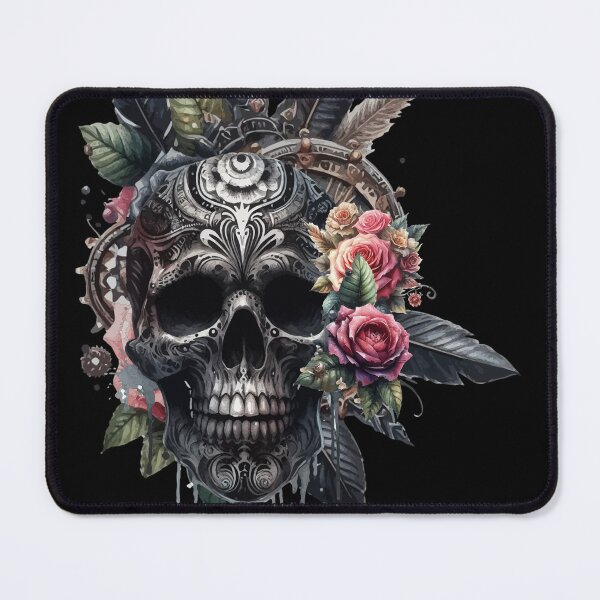 Item preview, Gothic Skull, Watercolor, Gothic Flowers, Steampunk designed and sold by Pretzel-G92.