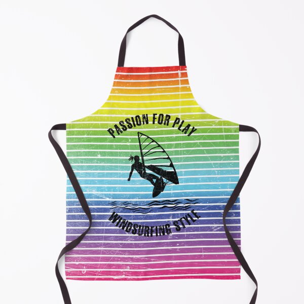 Item preview, Black silhouette of a female windsurfer against the background of rainbow stripes designed and sold by HarridanCreates.